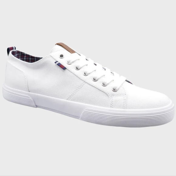 Ben Sherman Men's Bradford Washed Canvas Sneaker - White in Sz 9 - Picture 1 of 10